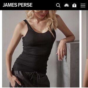 James Perse Black Ribbed Tank Top